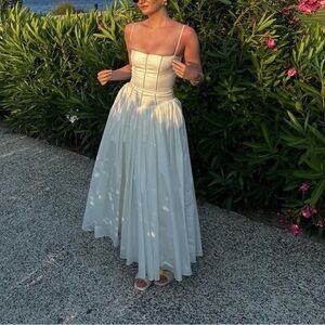 House of CB Cream Satin Corset Maxi Dress